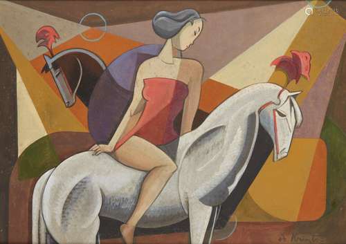 Bela DE KRISTO (1920-2006)<br />
Cavalière<br />
Acrylique s...