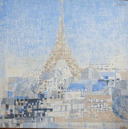 BOLIN Gustav (1920-1999)<br />
Paris<br />
Huile sur toile, ...