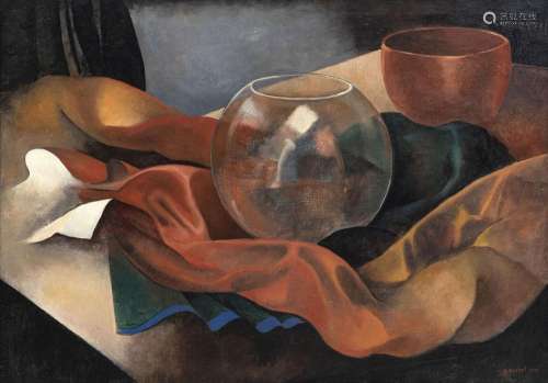 Gustave Buchet (1888-1963), "Bol de cristal et draperie...