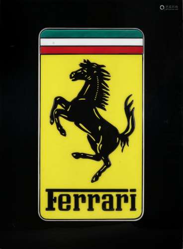 Enseigne lumineuse Ferrari, coque enchâssée dans un bloc en ...