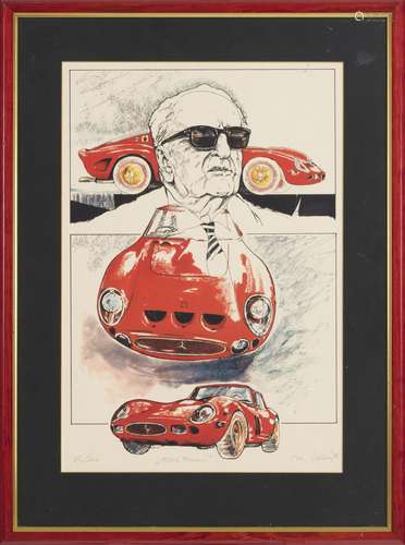 Rosso Ferrari, lithographie couleur, nommée, signée, et numé...