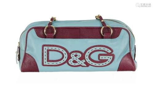 Dolce & Gabbana, sac baguette en veau bleu et lézard fra...