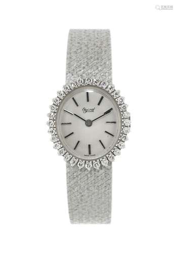 Ogival, montre-bracelet en or gris 750 sertie de diamants