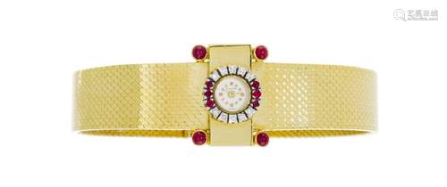 Blancpain, montre-bracelet or 750 sertie de diamants et rubi...