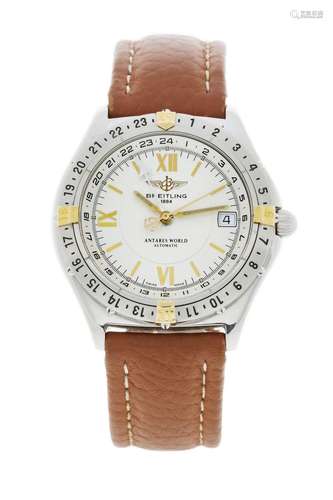 Breitling, Antares World, réf. B32047.1, montre en or et aci...