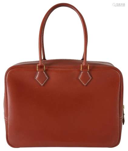Hermès, sac Plume 32 en cuir de Box rouge Brique, année 1998...