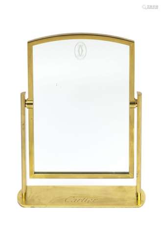 Cartier, miroir en métal doré