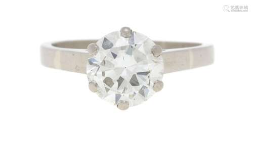 Solitaire or gris 750 serti d'un diamant taille brillant