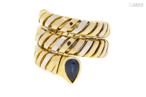 Bulgari, Serpenti, bague tubogas 3 ors 750 sertie d'un saphi...