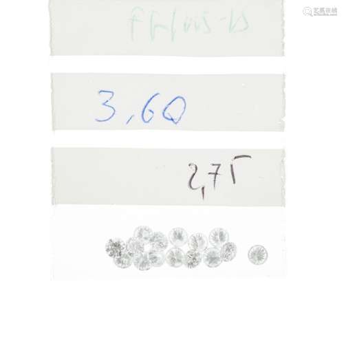 Lot de diamants sur papier env. 2 cts de diamètre 3.60 à 3.7...