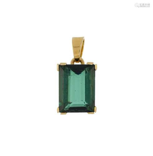 Pendentif or 750 serti d'une tourmaline verte taille rectang...