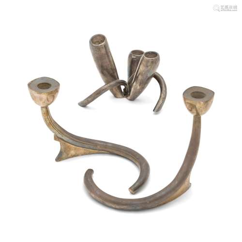 A PAIR OF MEXICAN 930 STERLING SILVER SPIRALED CANDLESTICKS,...