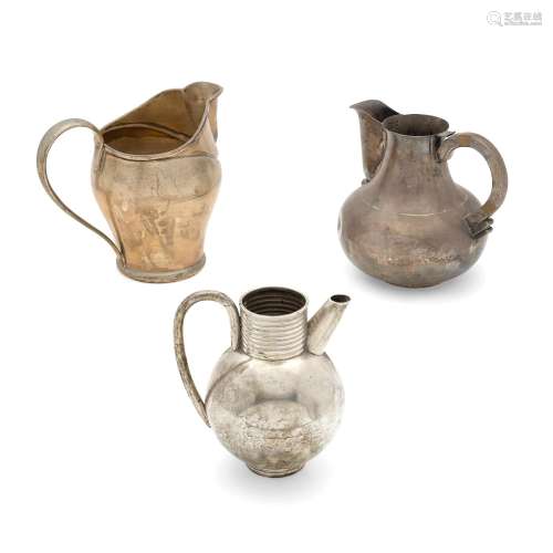 THREE MEXICAN STERLING SILVER PITCHERS, HECTOR AGUILAR, 1940...