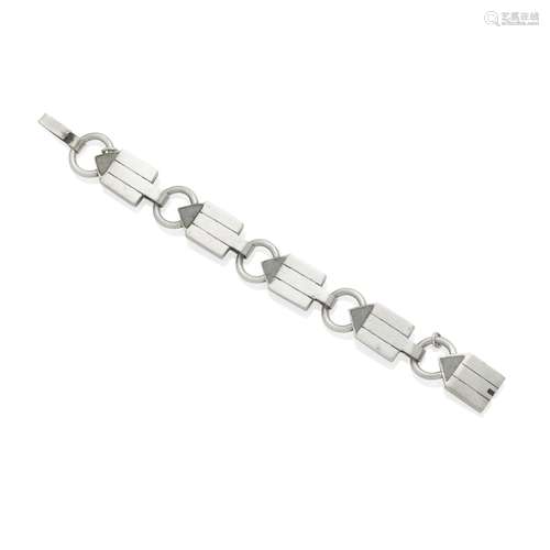 A SILVER AND HARDSTONE ARROW BRACELET, WILLIAM SPRATLING, CI...