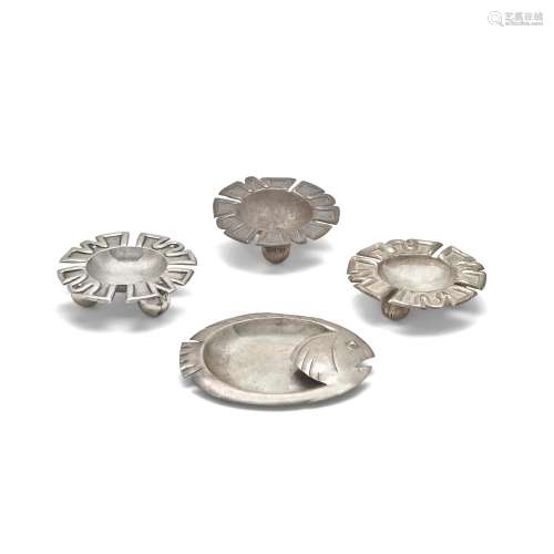 FIVE MEXICAN STERLING SILVER SMALL DISHES, WILLIAM SPRATLING...