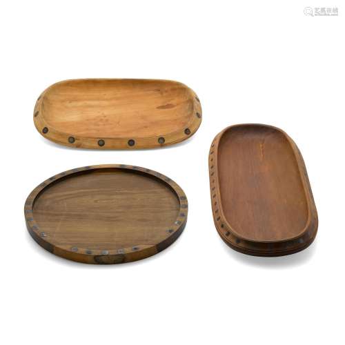 THREE MEXICAN WOOD AND SILVER TRAYS, WILLIAM SPRATLING, 1951...
