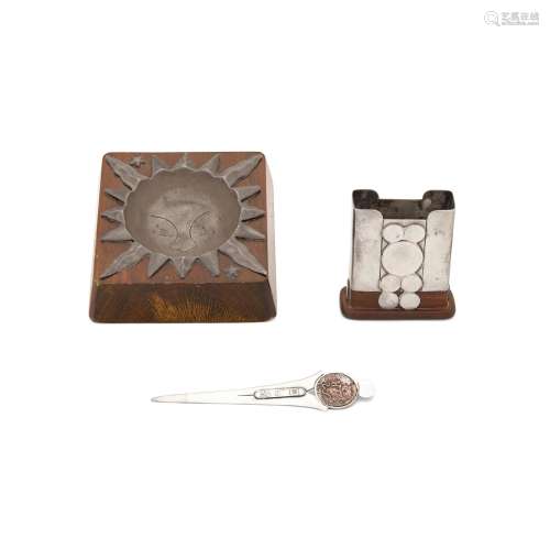 THREE MEXICAN WOOD AND SILVER TABLE ARTICLES, WILLIAM SPRATL...