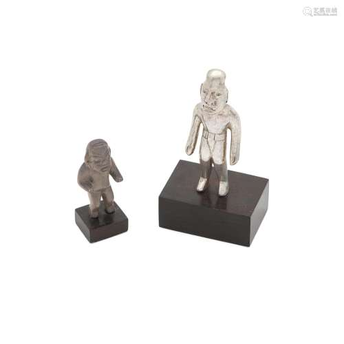 TWO MEXICAN STERLING SILVER STANDING OLMEC FIGURE, WILLIAM S...