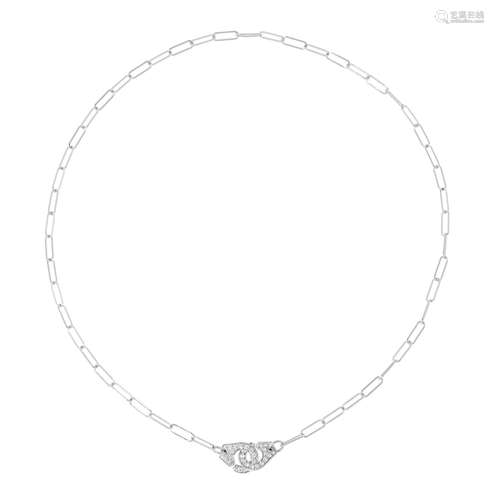 Dinh Van, Menottes, collier or gris 750 serti de diamants ta...