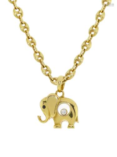 Chopard, pendentif éléphant or 750 renfermant un diamant mob...