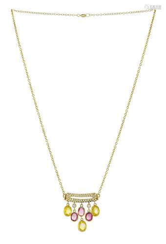 Collier or 750 serti en son centre de diamants taille brilla...