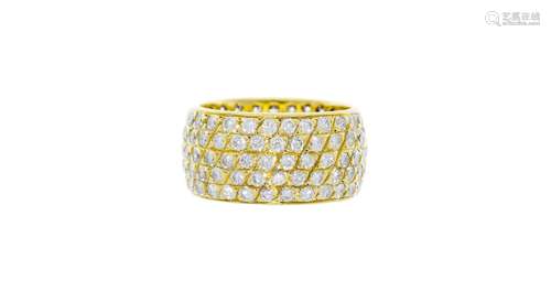 Bague rivière or 750 pavée de diamants taille brillant