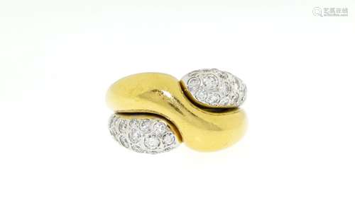 Bague 2 ors 750 sertie de diamants taille brillant