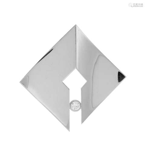 Broche-Pendentif argent serti d'un diamant taille brillant