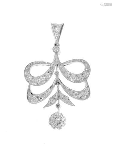 Pendentif or gris 750 serti de diamants taille brillant et 8...