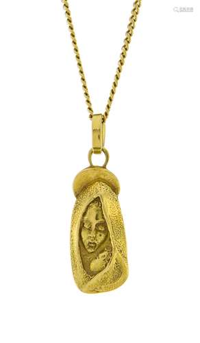 Pendentif vierge à l'enfant or 750 sur sa chaîne or 750 à ma...