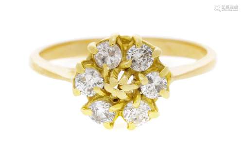 Bague fleur or sertie de diamants taille brillant