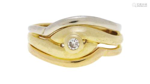 Bague 3 ors 750 sertie d'un diamant taille brillant