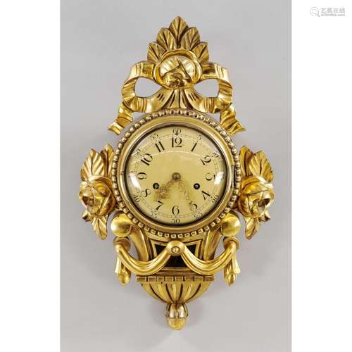 Wall clock wood leaf gilded, 2