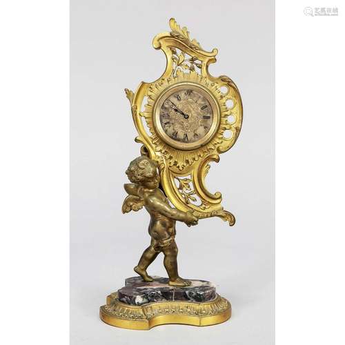 Table clock brass gilded, arou