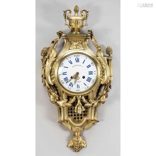 Cartel clock, brass fire-gilt,