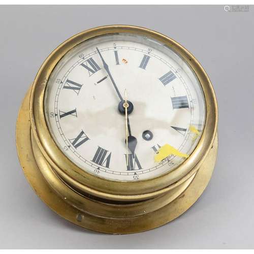 Brass ship clock, mechanical,