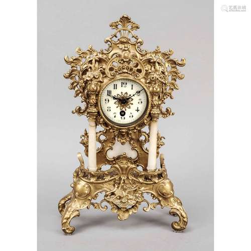 Brass mantel clock, gilded, ar