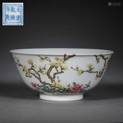 BLUE AND WHITE POWDER ENAMEL BOWL, QIANLONG PERIOD, QING DYN...