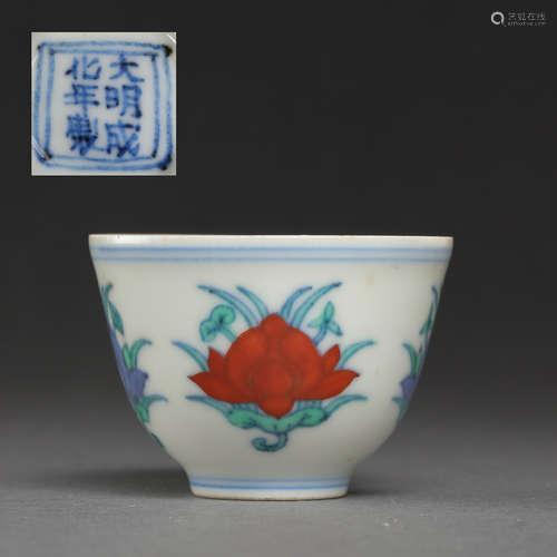 CHINESE MING DYNASTY CHENGHUA BUCKET COLOR CUP