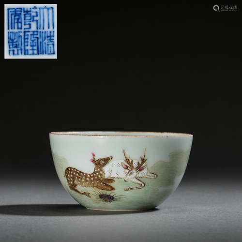 CHINESE QING DYNASTY QIANLONG POWDER ENAMEL CUP