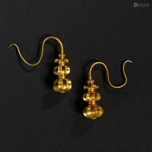 CHINESE QING DYNASTY PURE GOLD EARDROP