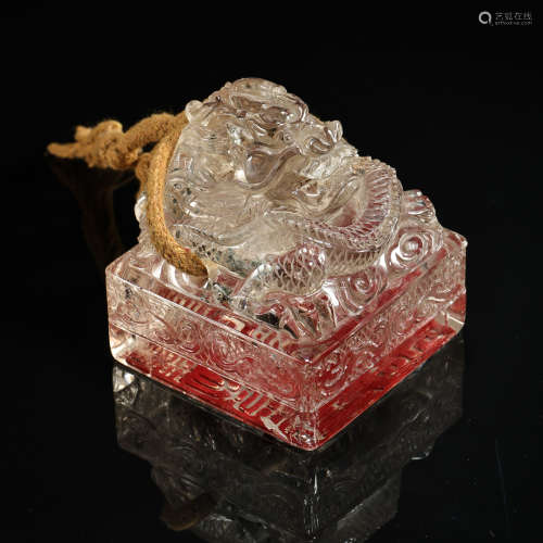 CHINESE CRYSTAL SEAL WITH DRAGON PATTERN, QING DYNASTY