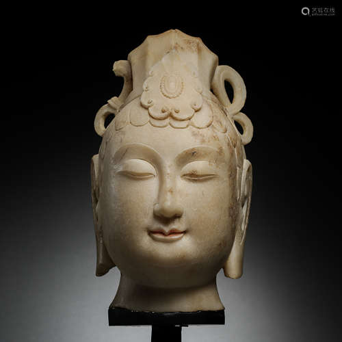 WHITE MARBLE GUANYIN HEAD FROM NORTHERN QI DYNASTY, CHINA