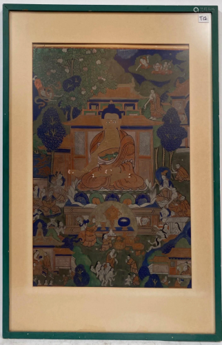 Antique End 19th/Early 20th C Framed Thangka