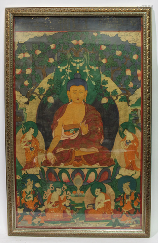 A Framed Thangka Of Amitayus