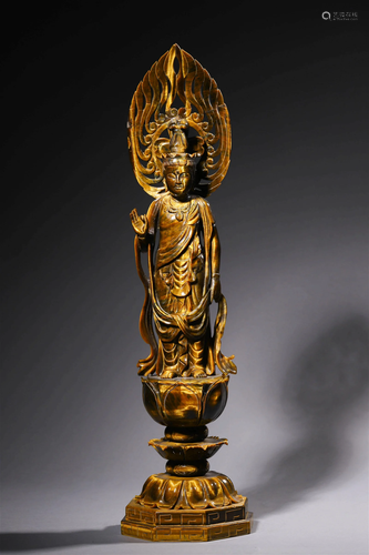 Carved Catâ€™S Eye Guanyin Statue( with chips at back)