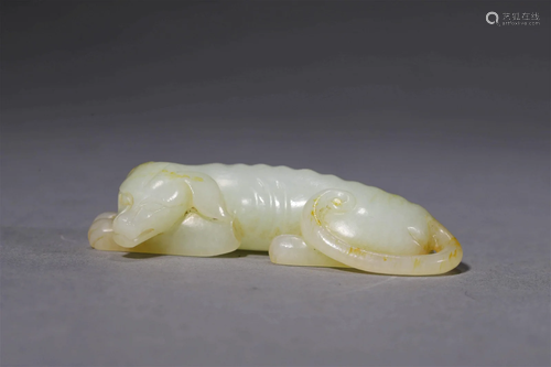 Carved White Jade Mythical Beast Ornament