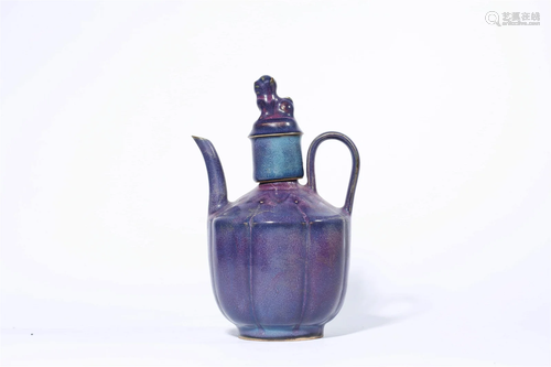 Purple Glaze Lion Finial Ewer