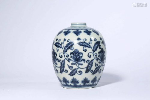 Blue and White Flower Jar