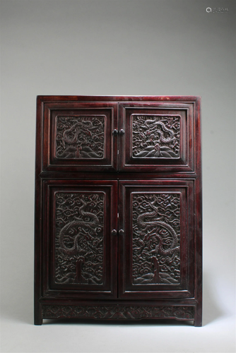 A Carved Wooden Small Cabinet